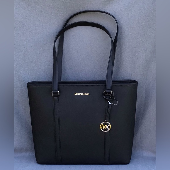 NWT Michael Kors Black Leather Tote Bag - Picture 12 of 16